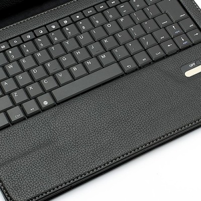 Samsung Galaxy Note 10.1 N8000 ādas atvēramais melns maciņš ar bluetooth tastatūra / Vacins.lv