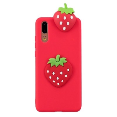 Huawei P20 „Squezy“ Strawberry cieta silikona (TPU) sarkans apvalks | vacins.lv