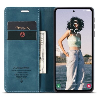 Samsung Galaxy A55 5G (SM-A556) CaseMe Retro открываемый, зелёного цвета, кожаный чехол – книжка | Vacins.lv