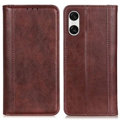 Sony Xperia 10 VI Binfen солидная открываемый коричневый кожаный чехол - книжка | Vacins.lv
