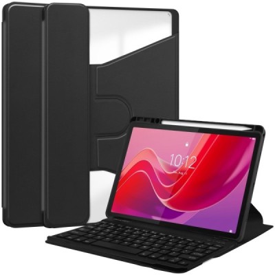 Lenovo Tab M11 (TB330FU, TB330XU), Xiaoxin Pad 11 2024 ādas atvēramais melns futrālis ar bluetooth tastatūra | Vacins.lv