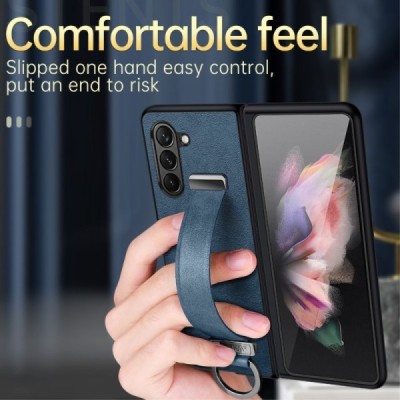 „Sulada“ Leather Kickstand Samsung Galaxy Fold6 5G (SM-F956B) черный кожаный чехол | Priedai.lt