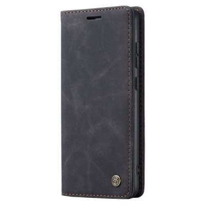 Samsung Galaxy S24 (SM-S921) CaseMe Retro solīds atvēramais ādas melns maciņš - maks | Vacins.lv