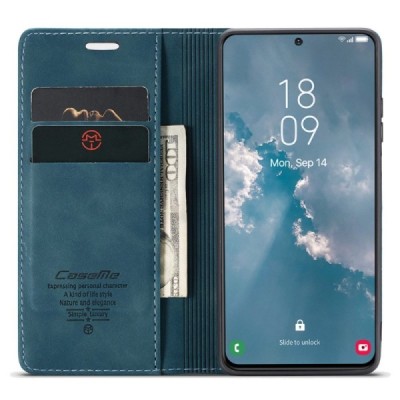 Samsung Galaxy S24 (SM-S921) CaseMe Retro solīds atvēramais ādas zaļš maciņš - maks | Vacins.lv