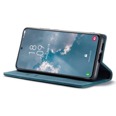Samsung Galaxy S24 (SM-S921) CaseMe Retro solīds atvēramais ādas zaļš maciņš - maks | Vacins.lv