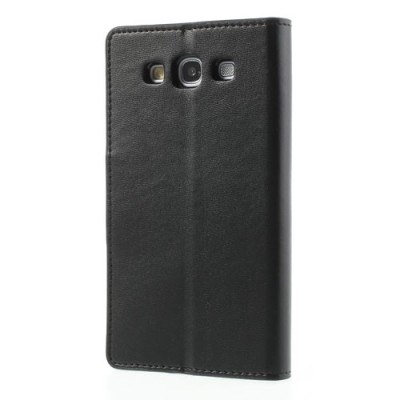 Samsung Galaxy S3 i9300 Mercury Sonata atvērams melns ādas futrālis - maciņš / Vacins.lv