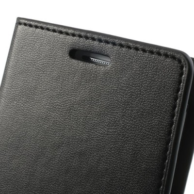 Samsung Galaxy S3 i9300 Mercury Sonata atvērams melns ādas futrālis - maciņš / Vacins.lv