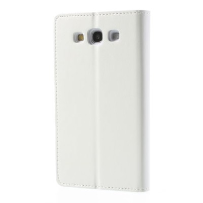 Samsung Galaxy S3 i9300 Mercury Sonata atvērams balts ādas futrālis - maciņš / Vacins.lv