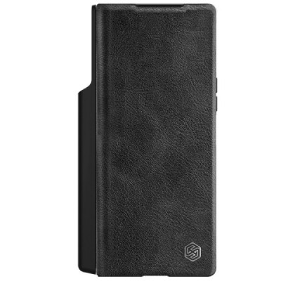Samsung Galaxy Fold6 5G (SM-F956B) greznais Nillkin Qin Pro sērijas ādas atvērams melns maciņš, maks | Vacins.lv