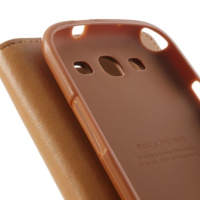 Samsung Galaxy S3 i9300 Mercury Sonata atvērams brūns ādas futrālis - maciņš / Vacins.lv