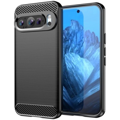 Google Pixel 9 (9 Pro) "Carbon" cieta silikona (TPU) melns apvalks | Vacins.lv