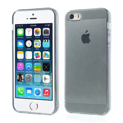 Apple iPhone 5S dzidrs (caurspīdīgs) cieta silikona TPU pasaulē planākais pelēks futrālis / Vacins.lv