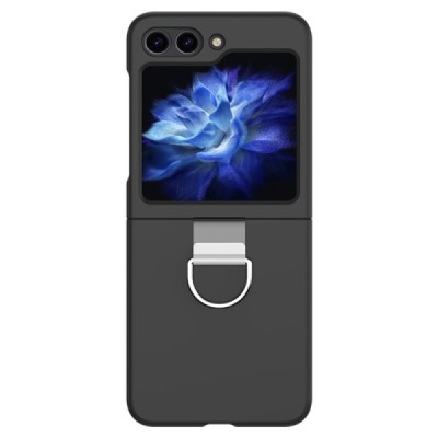 Samsung Galaxy Flip7 FE / Flip6 „Ring“ plastmasas melns apvalks | vacins.lv