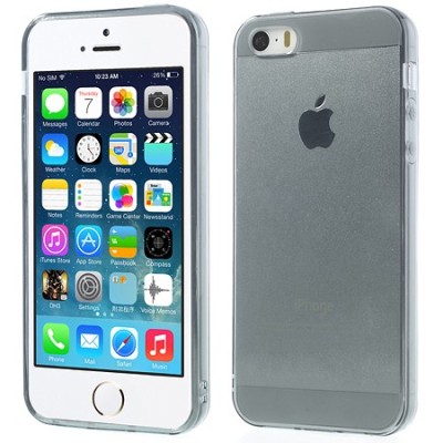 Apple iPhone 5S dzidrs (caurspīdīgs) cieta silikona TPU pasaulē planākais pelēks futrālis / Vacins.lv