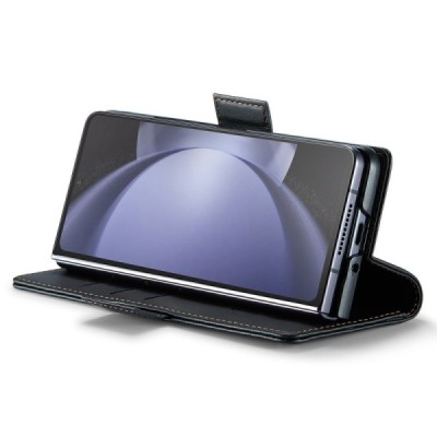 Samsung Galaxy Fold6 5G (SM-F956B) „CaseMe“ Leather открываемый чёрный кожаный чехол - книжка | Vacins.lv