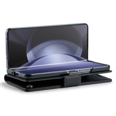 Samsung Galaxy Fold6 5G (SM-F956B) „CaseMe“ Leather открываемый чёрный кожаный чехол - книжка | Vacins.lv