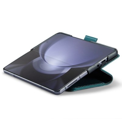 Samsung Galaxy Fold6 5G (SM-F956B) „CaseMe“ Leather открываемый зелёный кожаный чехол - книжка | Vacins.lv