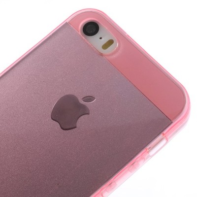 Apple iPhone SE (5, 5s) skaidrus rožinis kieto silikono TPU ploniausias pasaulyje dėklas / Priedai.lt