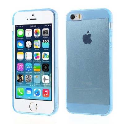Apple iPhone 5S dzidrs (caurspīdīgs) cieta silikona TPU pasaulē planākais zils futrālis / Vacins.lv
