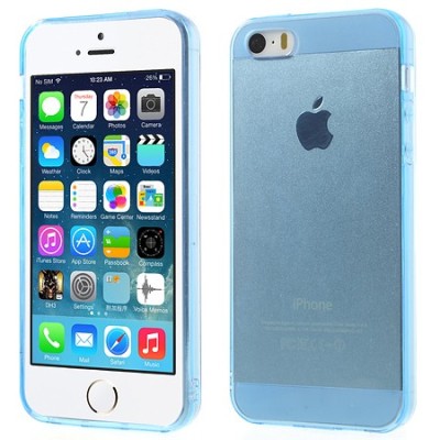Apple iPhone 5S dzidrs (caurspīdīgs) cieta silikona TPU pasaulē planākais zils futrālis / Vacins.lv