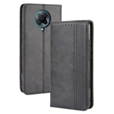 Xiaomi Poco F2 Pro Vintage черный кожаный чехол-книжка с магнитом | Vacins.lv
