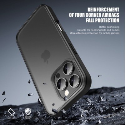 Apple iPhone 16 Pro "IPAKY" Matt силиконовый прозрачный матовый чехол с черной рамкой | Vacins.lv