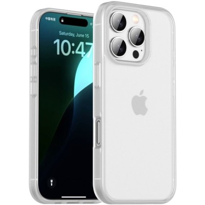 Apple iPhone 16 Pro "IPAKY" Matt силиконовый прозрачный матовый чехол с белый рамкой | Vacins.lv