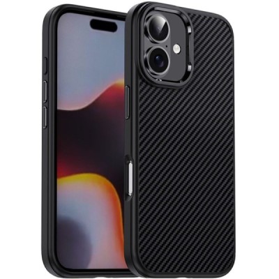 Apple iPhone 16 Plus "IPAKY" Carbon силиконовый TPU чёрный чехол | Vacins.lv