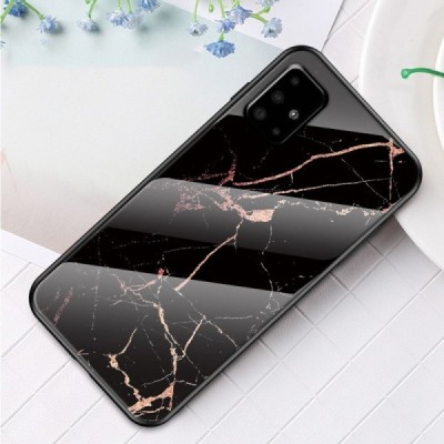 Samsung Galaxy A51 "Marble" cieta silikona (TPU) melns (zelta) apvalks | vacins.lv