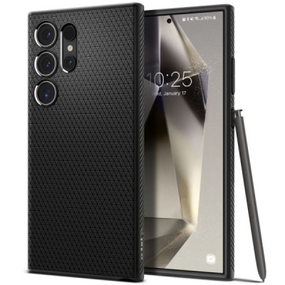 Samsung Galaxy S24 Ultra "Spigen" Liquid Air melns cieta silikona apvalks | vacins.lv