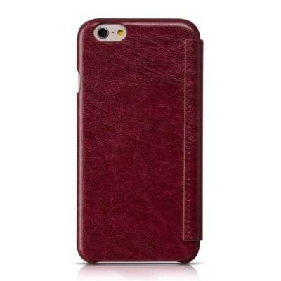 Greznais „HOCO“ Crystal Classic sērijas ādas atvērams sarkans Apple iPhone 6 (6s) futrālis / Vacins.lv