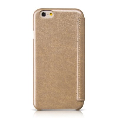Greznais „HOCO“ Crystal Classic sērijas ādas atvērams zelta Apple iPhone 6 (6s) futrālis / Vacins.lv