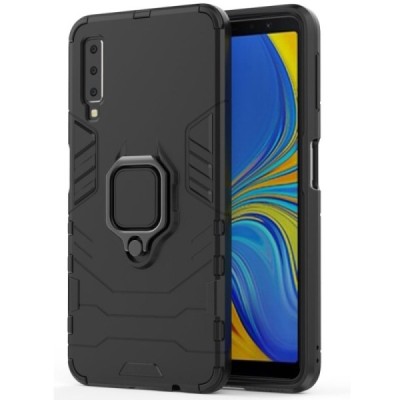Samsung Galaxy A7 (2018) "Kickstand" pastiprinātas aizsardzības melns apvalks | Vacins.lv