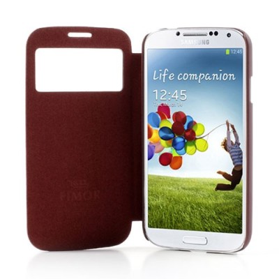 „Fimor“ Feitian Samsung Galaxy S4 i9505 sarkans ādas atvērams futrālis / Vacins.lv