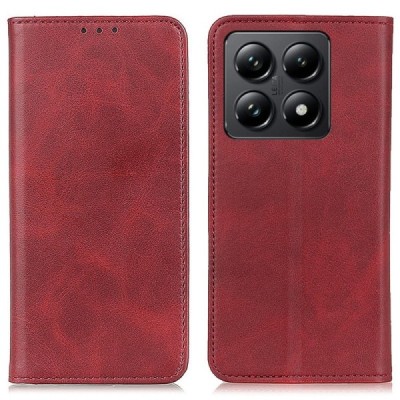 Xiaomi 14T Pro "Split" красный кожаный чехол-книжка | Vacins.lv