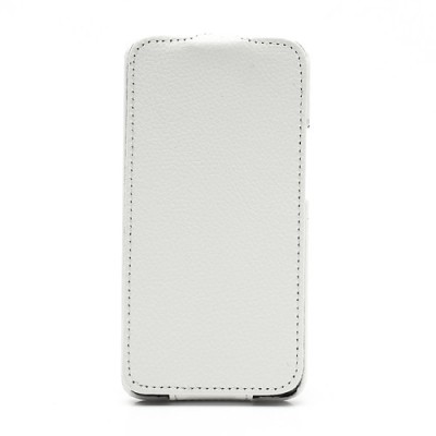 Vertikaliai ādas atvērams balts HTC One M7 futrālis / Vacins.lv