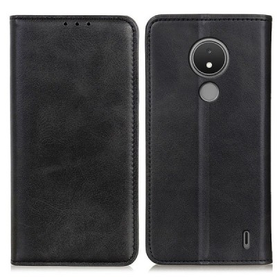 Nokia C21 "Split" чёрный кожаный чехол-книжка | Vacins.lv
