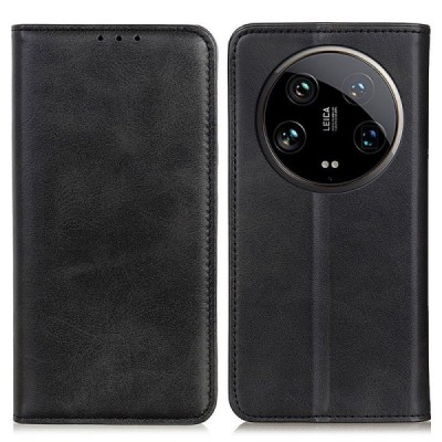 Xiaomi 14 Ultra "Split" чёрный кожаный чехол-книжка | Vacins.lv