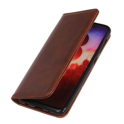 Xiaomi 14 Ultra "Split" коричневый кожаный чехол-книжка | Vacins.lv