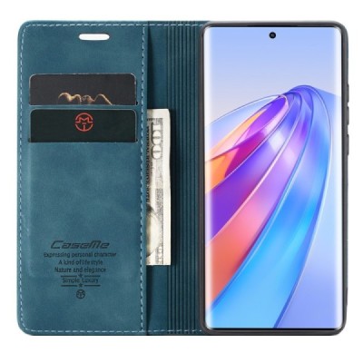 Huawei Honor Magic 5 Lite (Honor X40, Honor X9a) CaseMe Retro solīds atvēramais ādas zaļš maciņš - maks | Vacins.lv