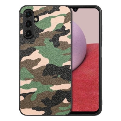 „Camouflage“ Pattern Samsung Galaxy A14 5G (SM-A146B, SM-A145F) зелёный кожаный чехол | Vacins.lv
