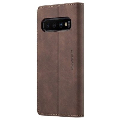 Samsung Galaxy S10+ (G975) CaseMe Retro solīds atvēramais ādas brūns maciņš - maks | Vacins.lv