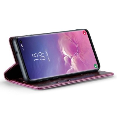 Samsung Galaxy S10+ (G975) „CaseMe“ Leather открываемый бордовый кожаный чехол - книжка | Vacins.lv