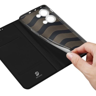 „Dux Ducis“ Skin серии OnePlus Nord 3 чёрный кожаный чехол-книжка | Vacins.lv