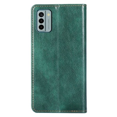 Nokia G22 открываемый зелёный кожаный чехол - книжка | Vacins.lv