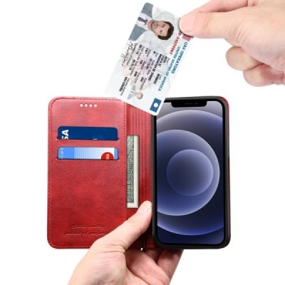 Красный кожаный чехол книжка Suteni для Apple iPhone 12 Mini | Vacins.lv