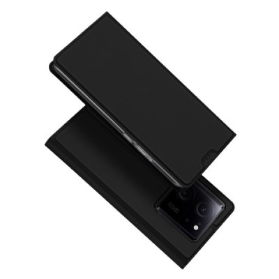 „Dux Ducis“ Skin серии Xiaomi 13T (13T Pro) чёрный кожаный чехол-книжка | Vacins.lv