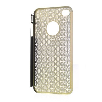 Stilingas auksinis, metalinis Apple iPhone 4, 4S dėklas (dėkliukas) raižytas gėlytėmis / Priedai.lt