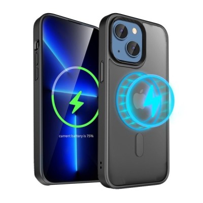 Apple iPhone 15 Plus „Mocolo“ Rubberized MagSafe силиконовый прозрачный чехол с чёрной рамкой | Vacins.lv