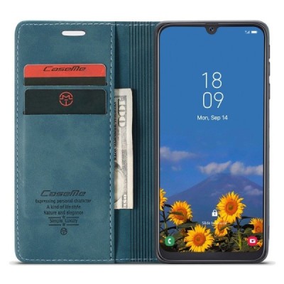 Samsung Galaxy A40 (A405F) CaseMe Retro solīds atvēramais ādas zaļš maciņš - maks | Vacins.lv